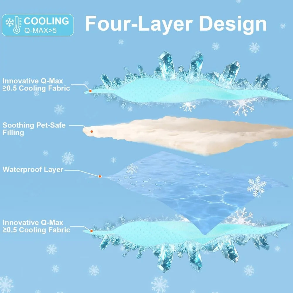 Dog Cooling Mat Waterproof Reversible Ice Silk For Sofa Bed