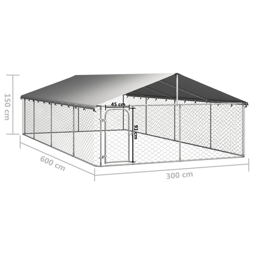 Outdoor Kennel With Roof For Dogs Galvanized Steel