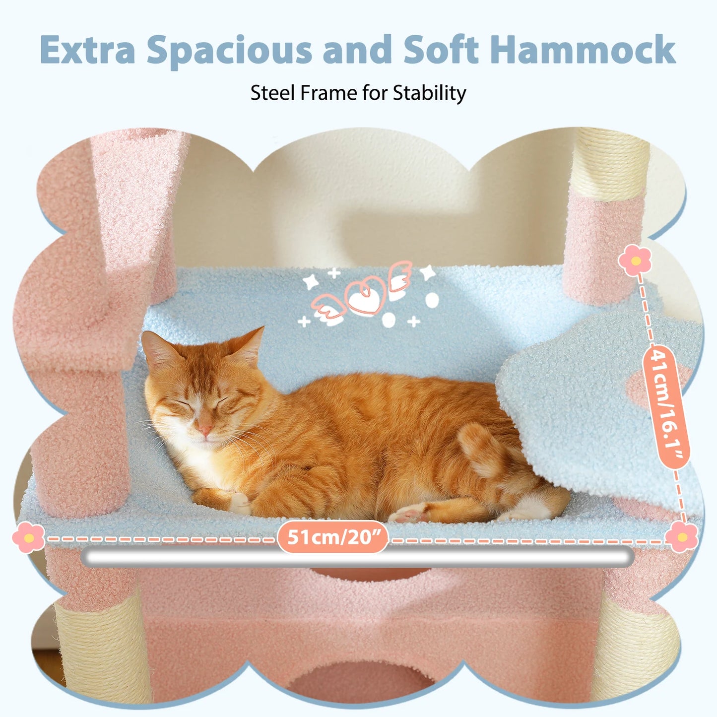 PETEPELA Cat Tree Tower With Sisal Scratching Posts And Hammock