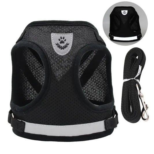 Breathable Mesh Dog Harness Vest With Reflective Undershirt