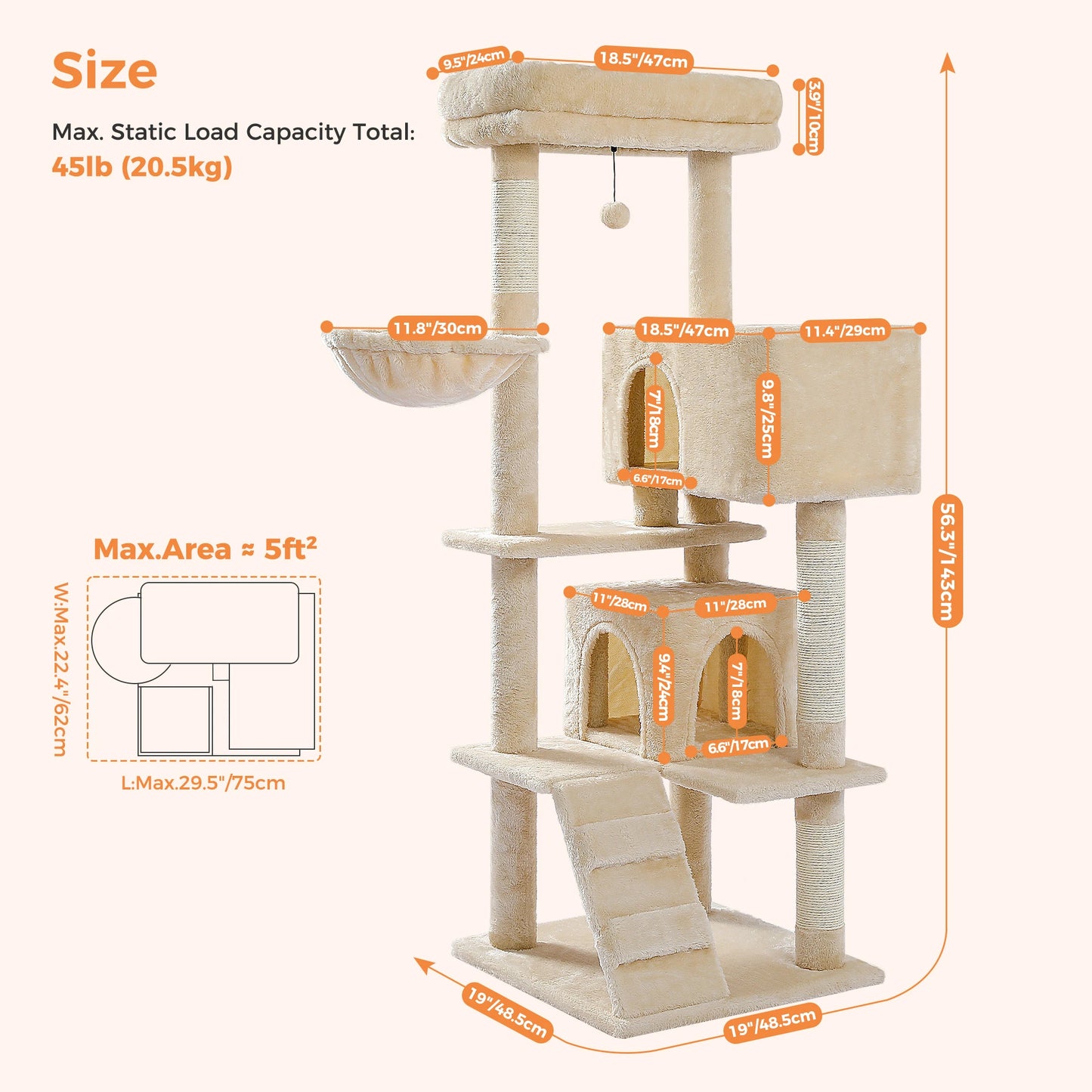 PAWZ Road Cat Tree With Toy Tower Indoor Cat Condo