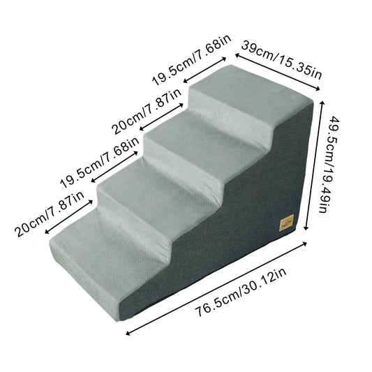3/4 Step Dog Stairs Ramp With Washable Cover Non Slip