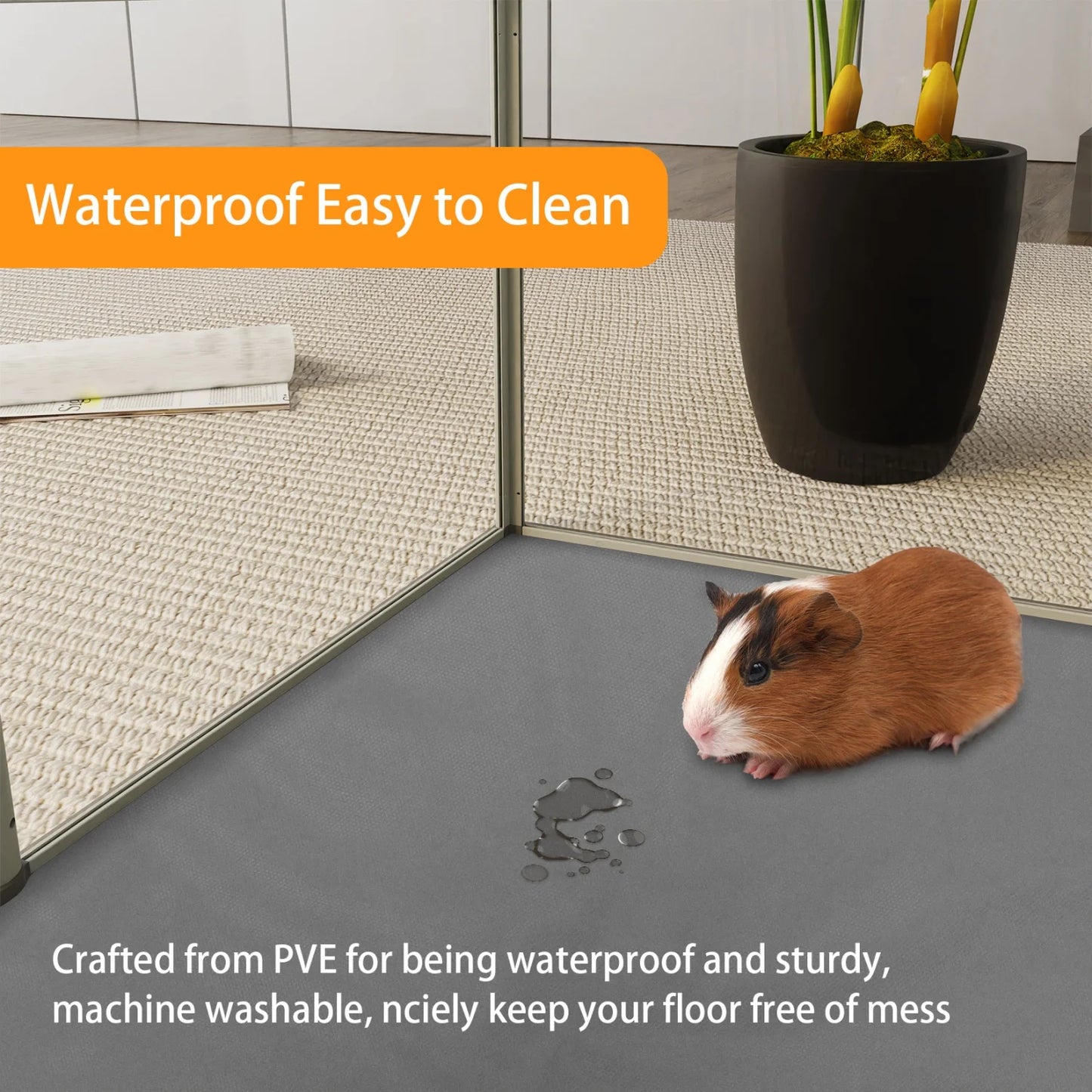 Six Panel Acrylic Hamster Playpen Indoor Enclosure With Waterproof Mat