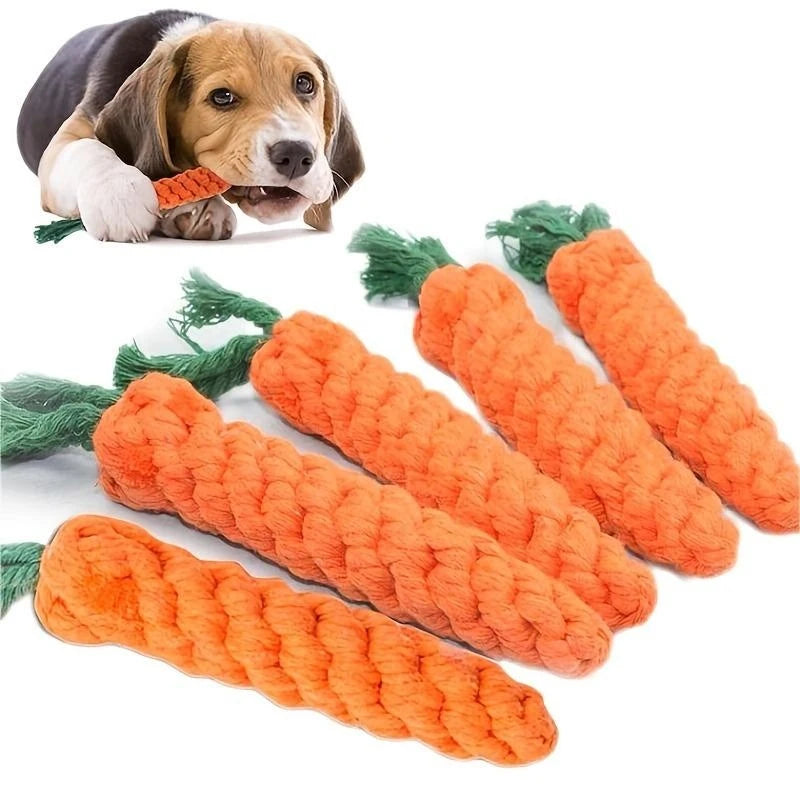 Pet Knot Carrot Shape Rope Chew Toy NonToxic Durable Dogs