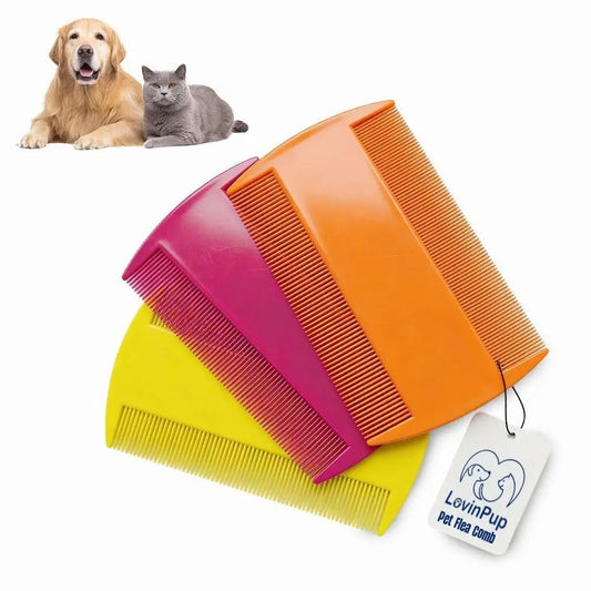 Pet Lea Comb 3-Pack For Dogs And Cats, Gentle Line-Tooth Fur Removal