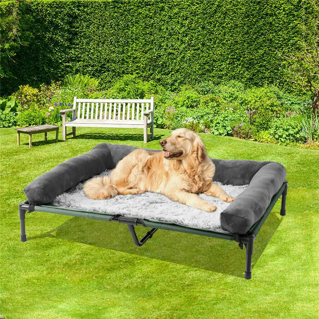 BINGOPAW Elevated Dog Bed Lounger With Detachable Plush Bolster Cooling