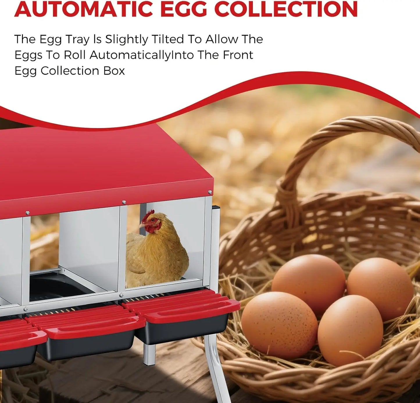 TWISTER.CK Metal Chicken Nesting Box With Automatic Egg Roll Out