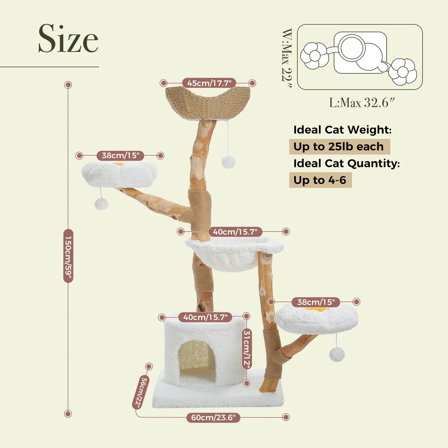 PAWZ Road Large Cat Tower With Sisal Scratching Post