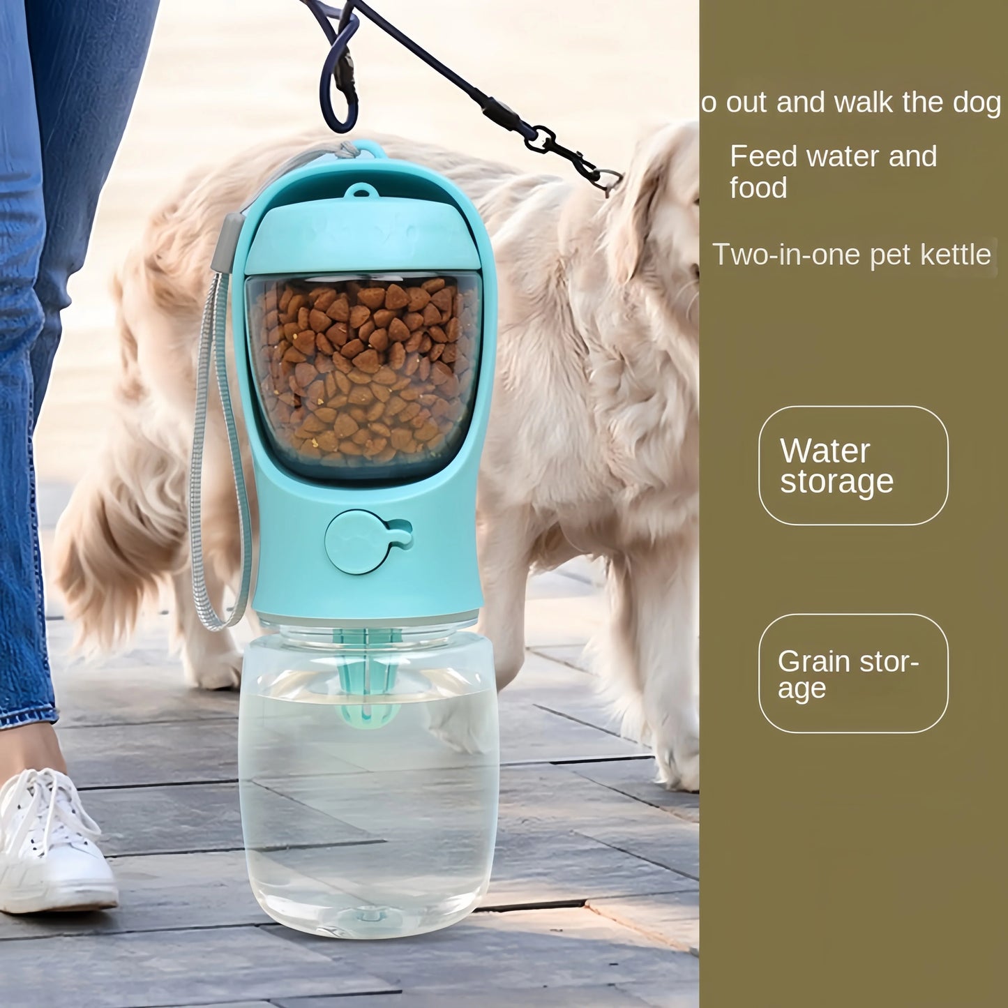 Portable Dog Cat Water Bottle With Storage And Travel Cap
