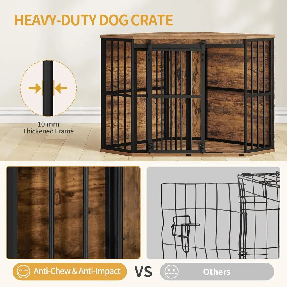 Corner Dog Crate Furniture Barn Door Heavy Duty Kennel