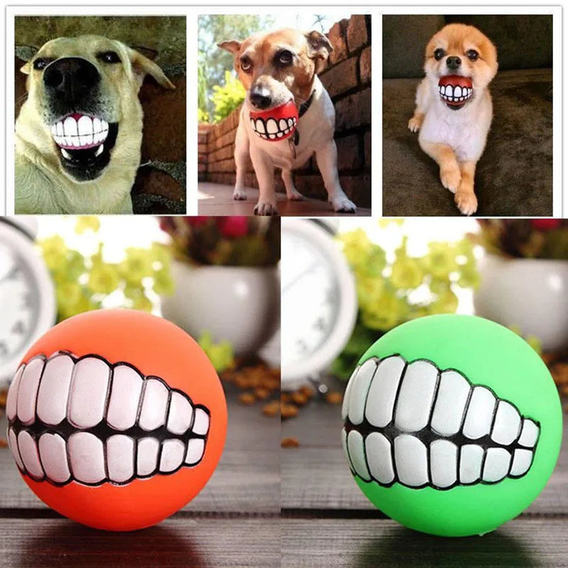 Rubber Dog Toy Squeaky Chew Ball For Puppies Bite Resistant