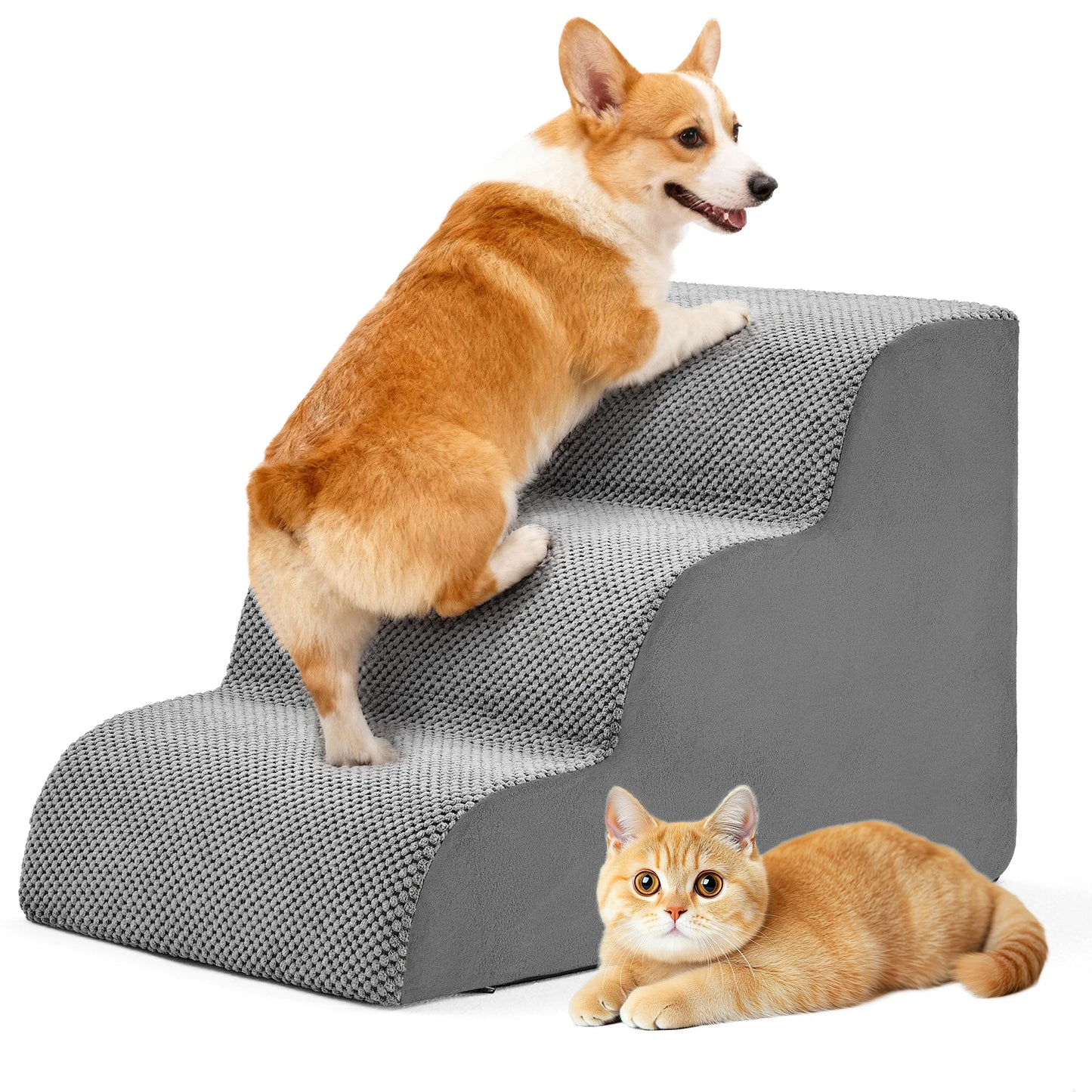 Curved Three To Five Step High Density Foam Dog Stairs