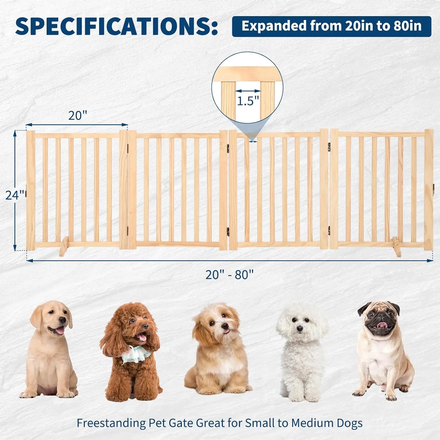 HiMISS Freestanding Dog Gate For Doorways And Stairs Foldable