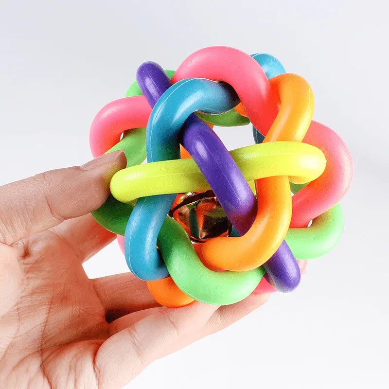 Colorful Bell Woven Dog Chew Toy Bite Resistant Rubber Pet