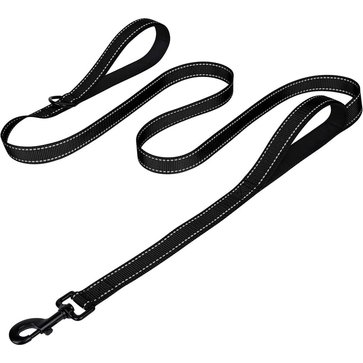 Double Handle Dog Leash With Reflective Strips For Night Safety