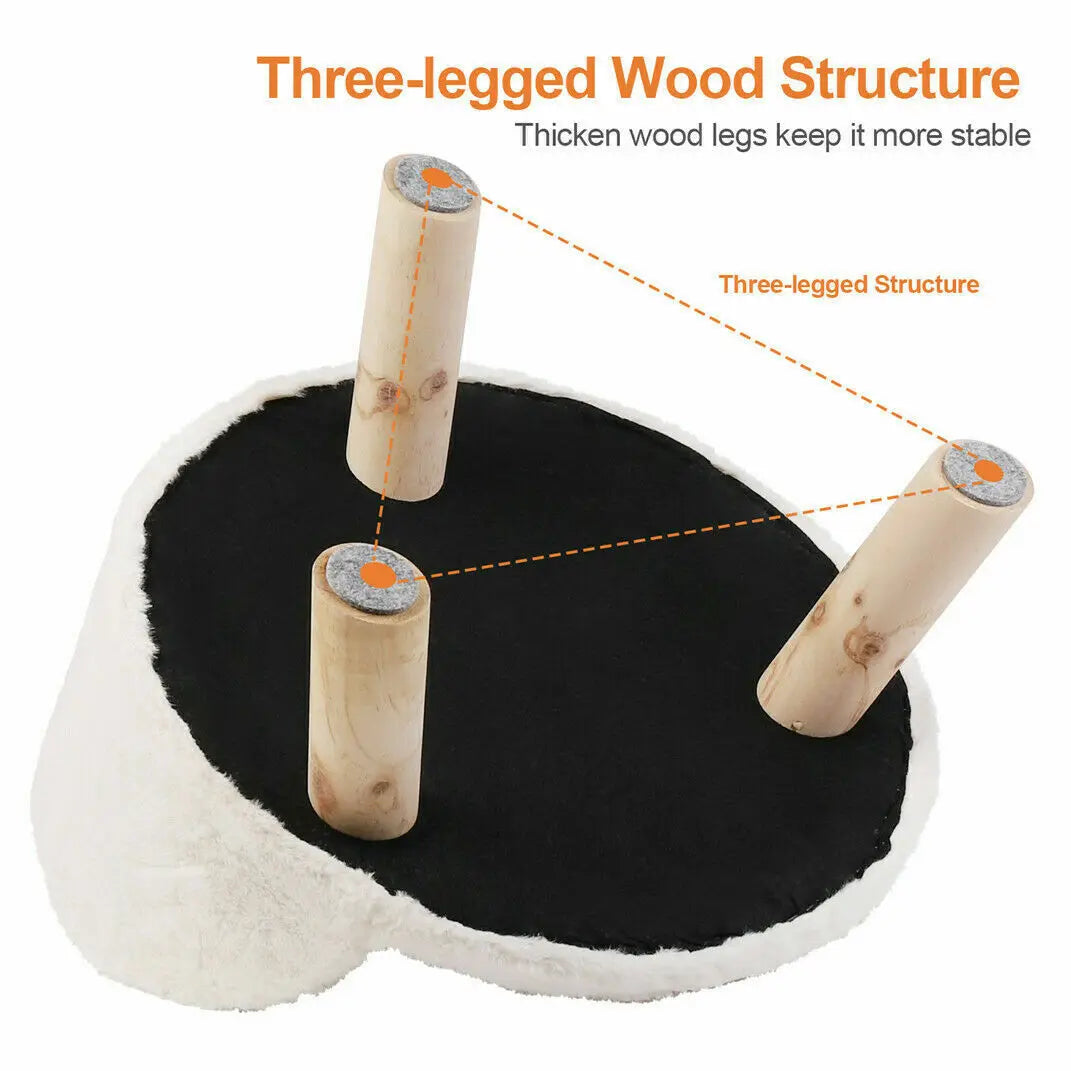 Soft Plush Cat Bed With Wooden Legs And Washable Cushion