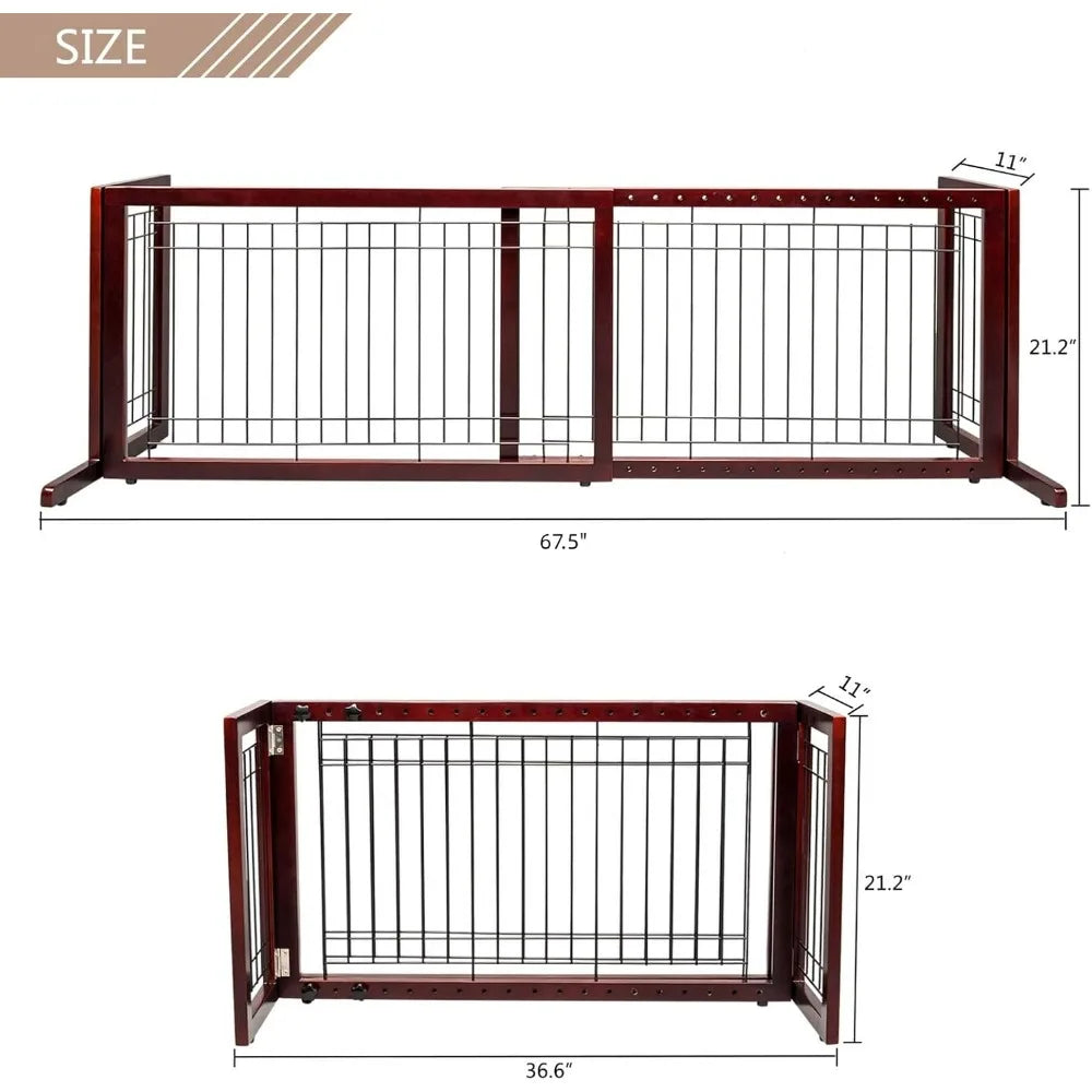 Bonnlo Free Standing Dog Gate 37-68 Inch Adjustable Fence