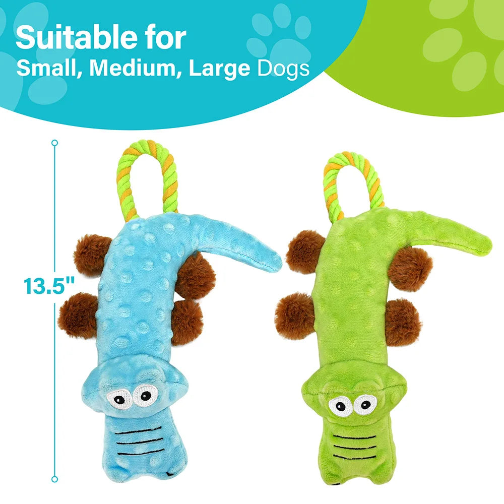 Dog Squeaky Plush Toy Pack For Interactive Tug Of War