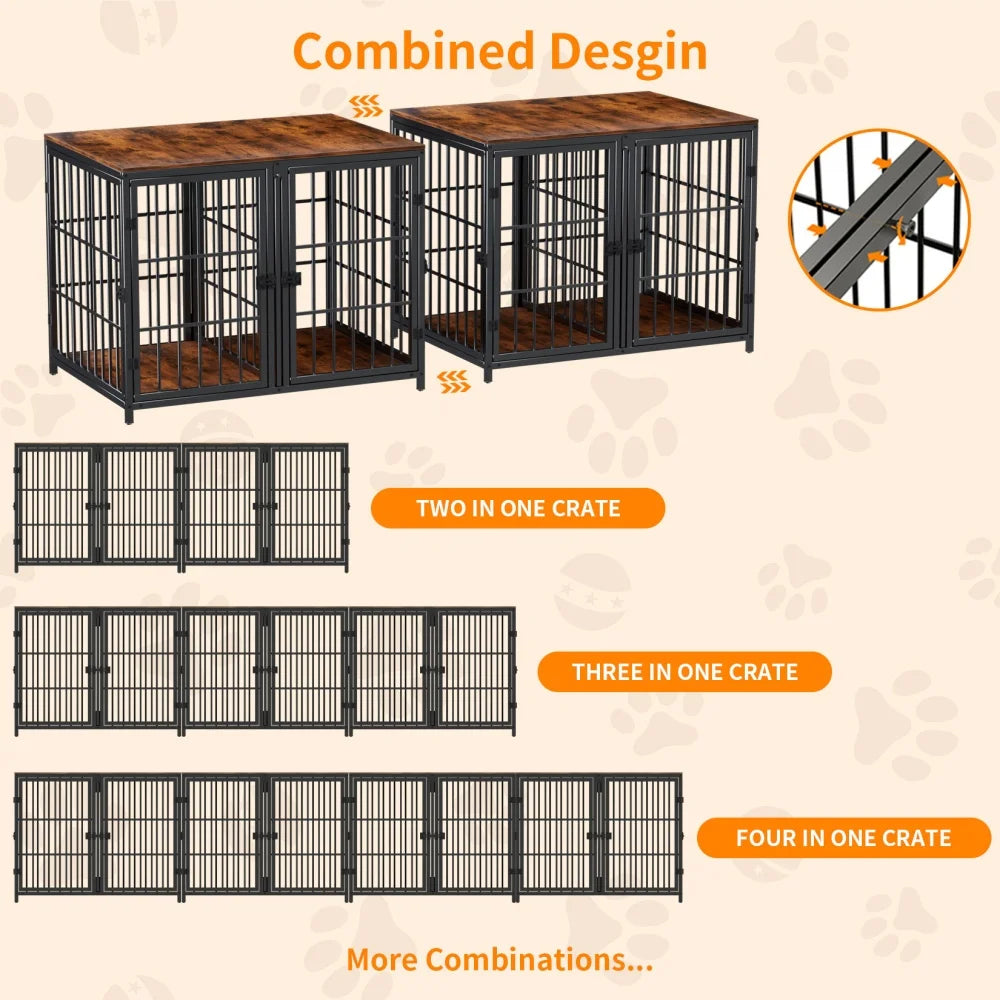 BORWART Ultra Thicken Furniture Style Double Dog Crate With Divider