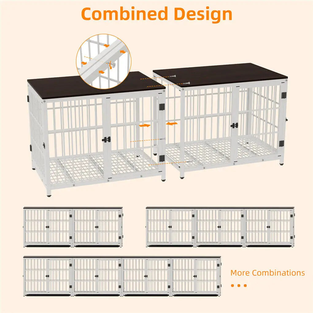 BINGOPAW Heavy Duty Metal Dog Kennel Cage With Three Doors