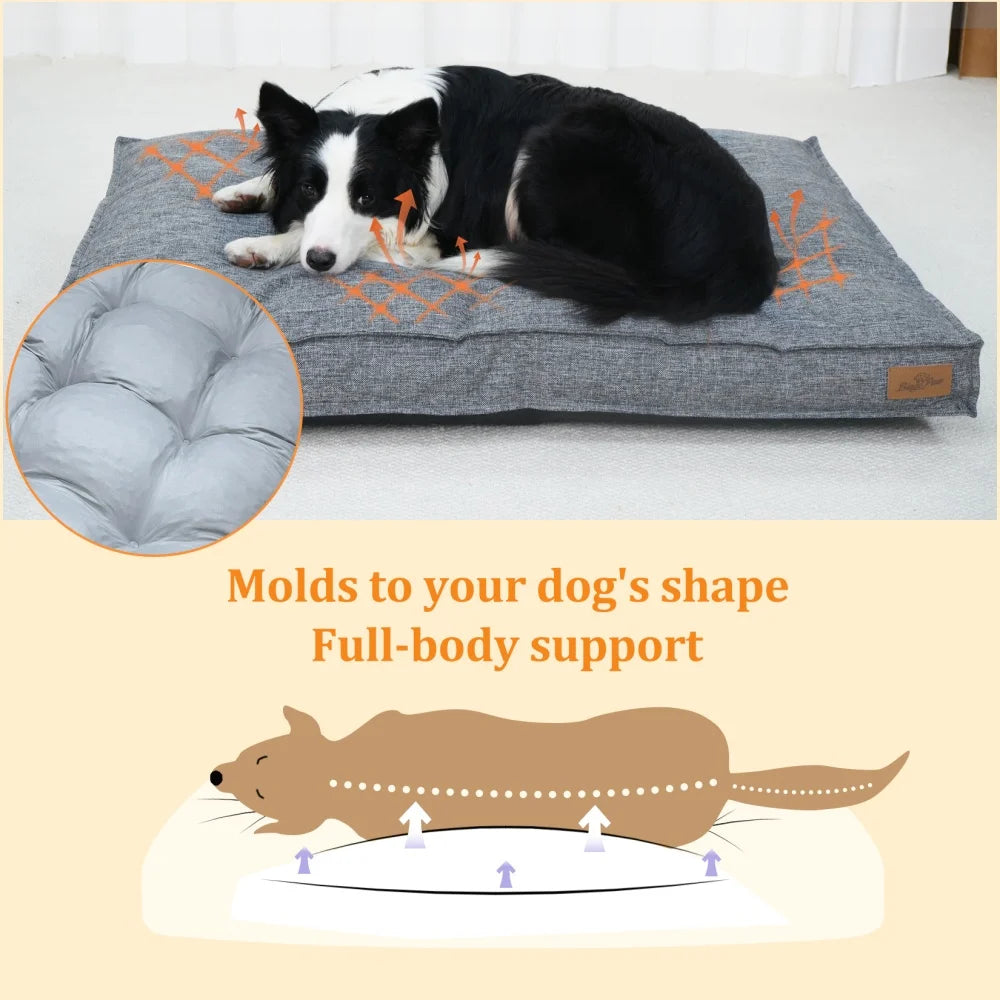 Borwart Orthopedic Linen Dog Bed With Removable Washable Cover