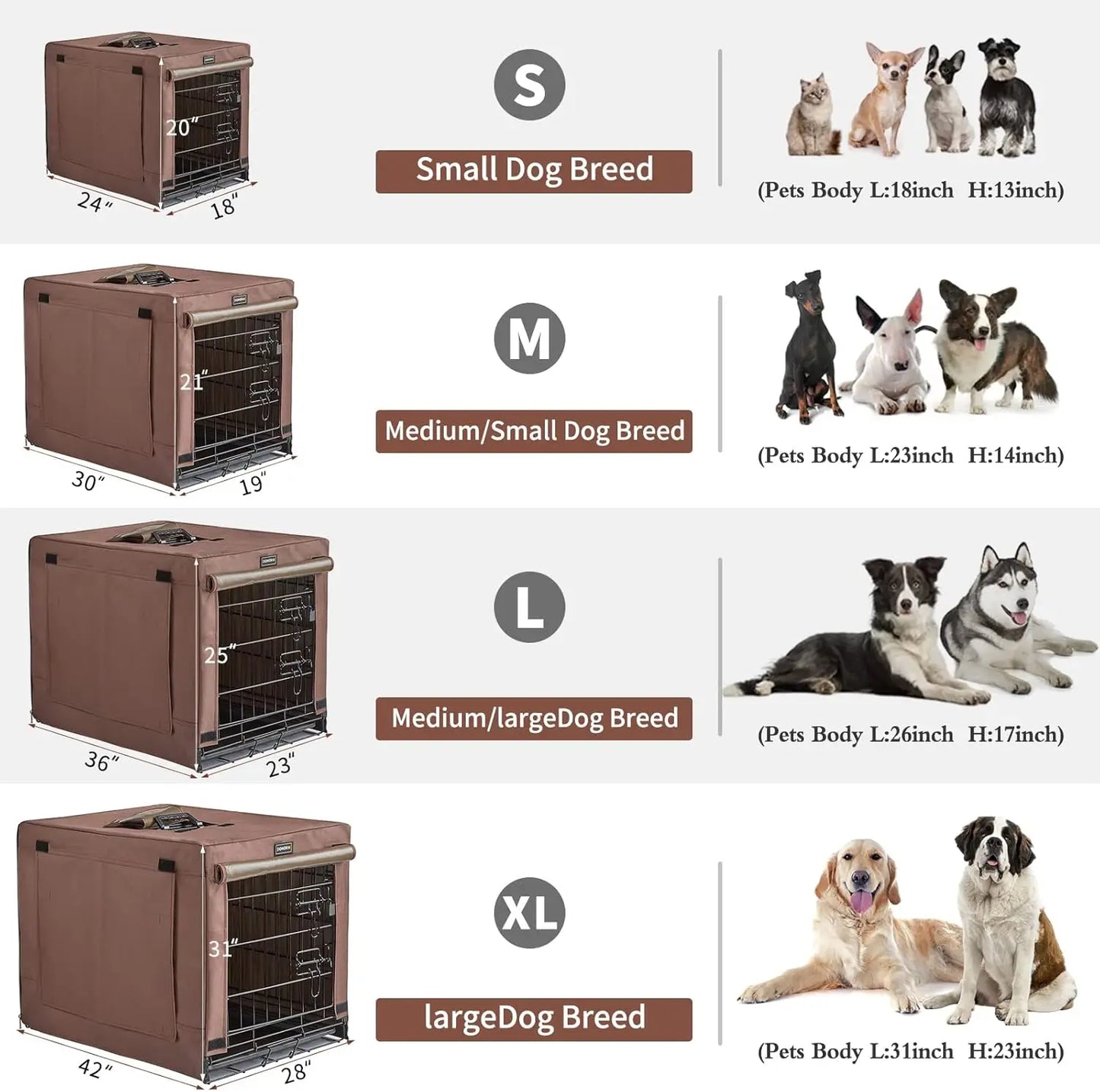 Collapsible Double Door Dog Crate for Small to Medium Pets
