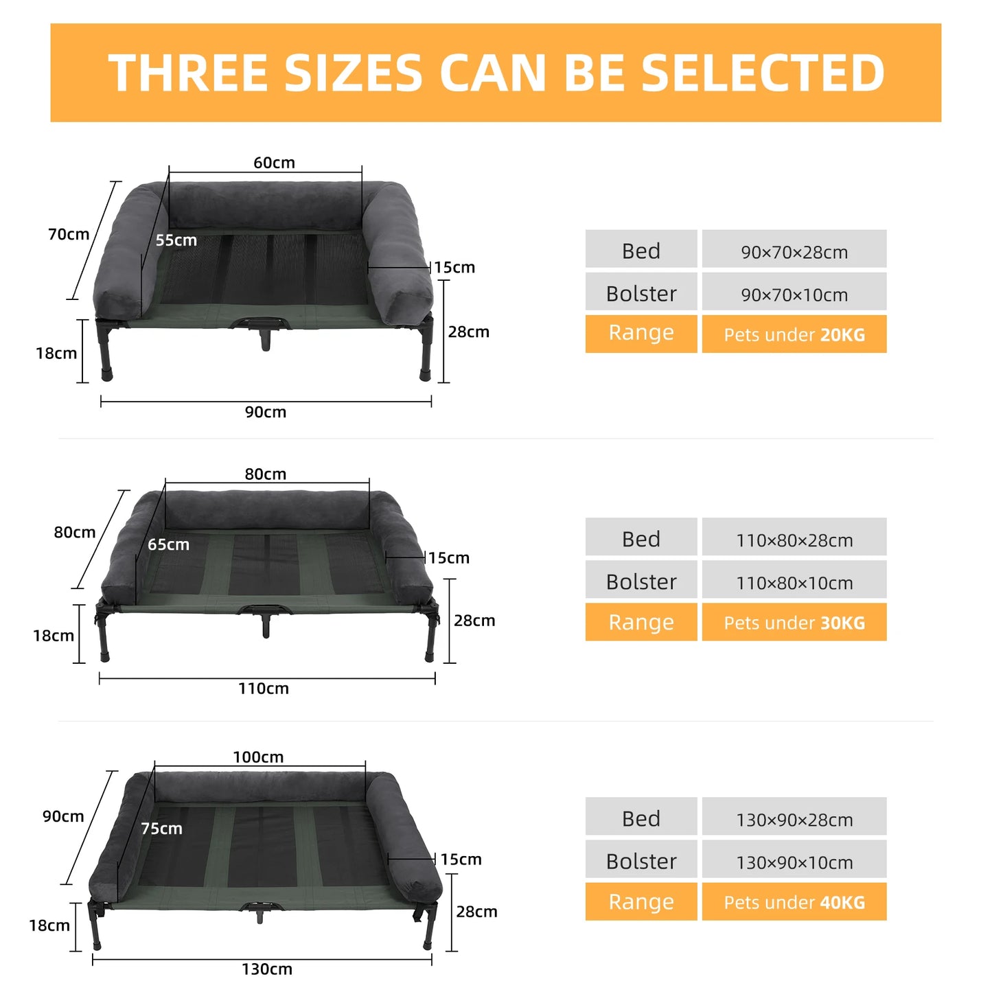 BINGOPAW Elevated Dog Bed Lounger With Detachable Plush Bolster Cooling