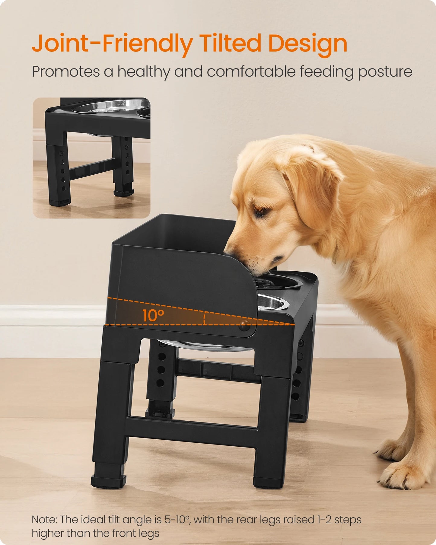 Feandrea Elevated Dog Bowls Stand With Slow Feeder