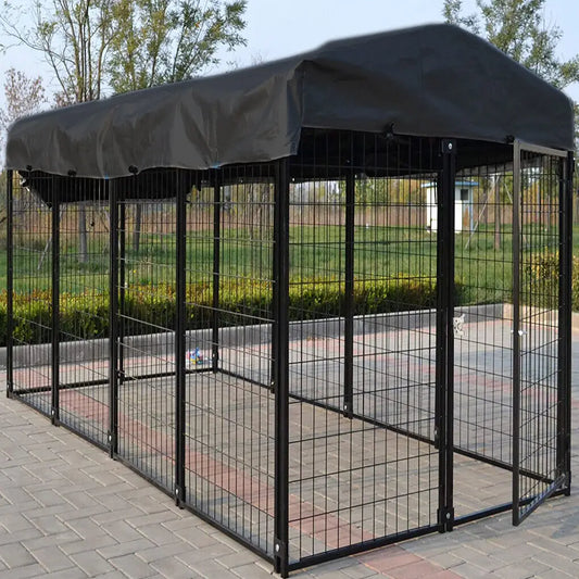 Outdoor Dog Kennel With Waterproof Cover And Metal Welded Wire
