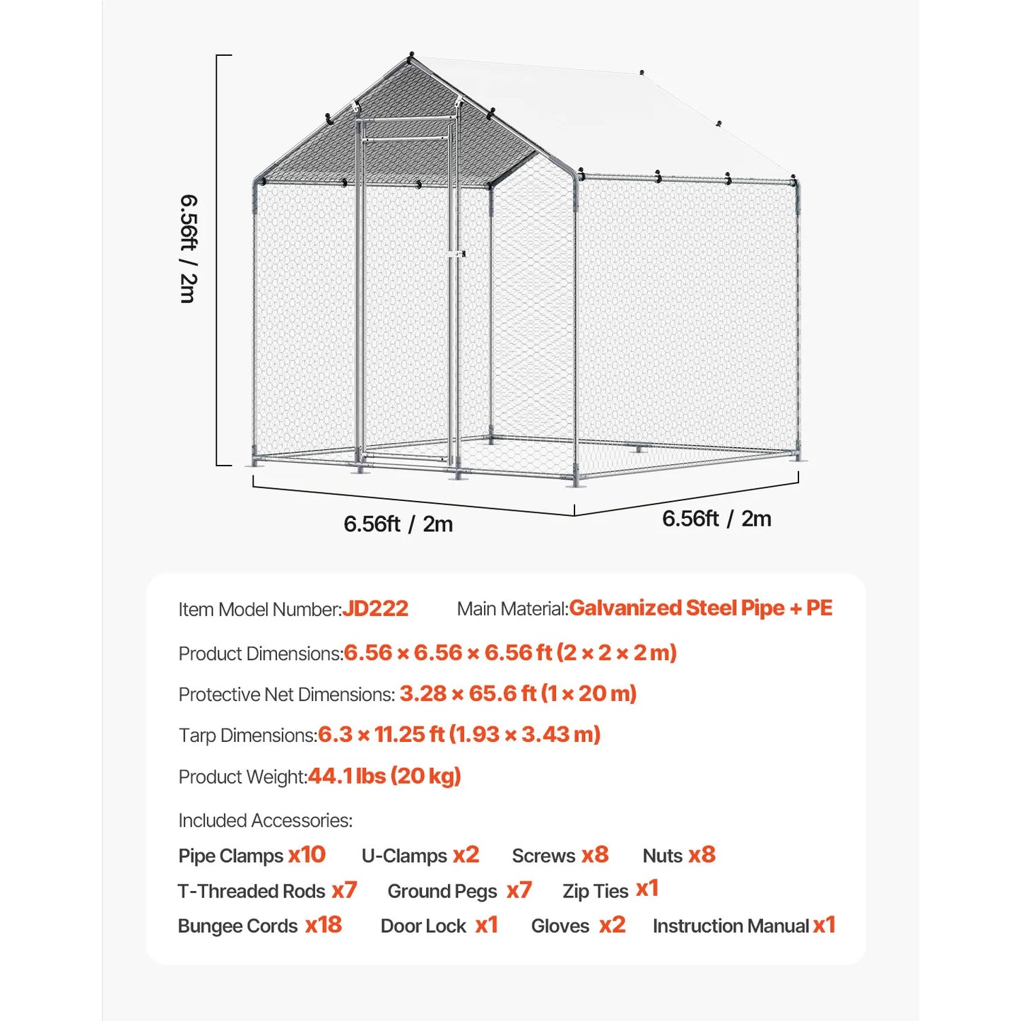 SucceBuy Metal Chicken Coop Walk In Run With Spire Roof Lock