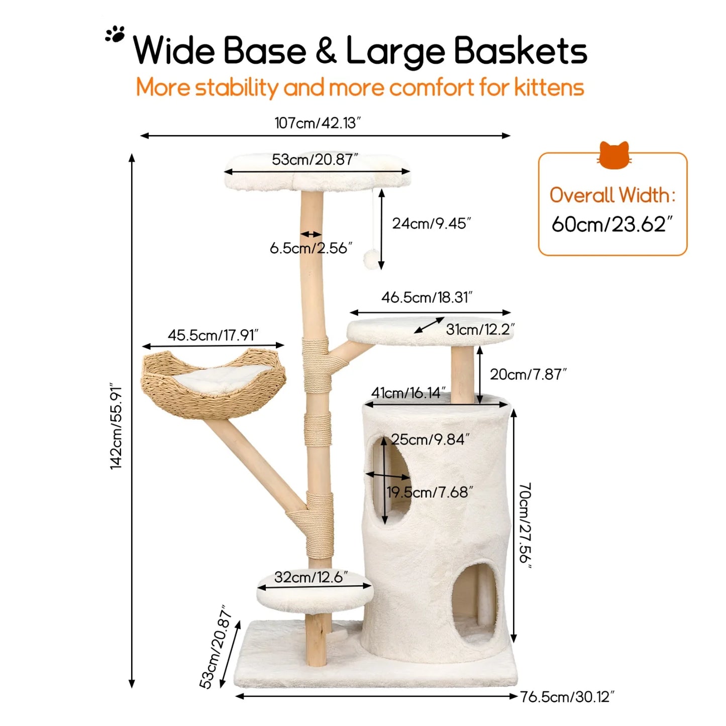 Bingopaw Tiered Cat Tree With Sisal Posts And Hanging Ball