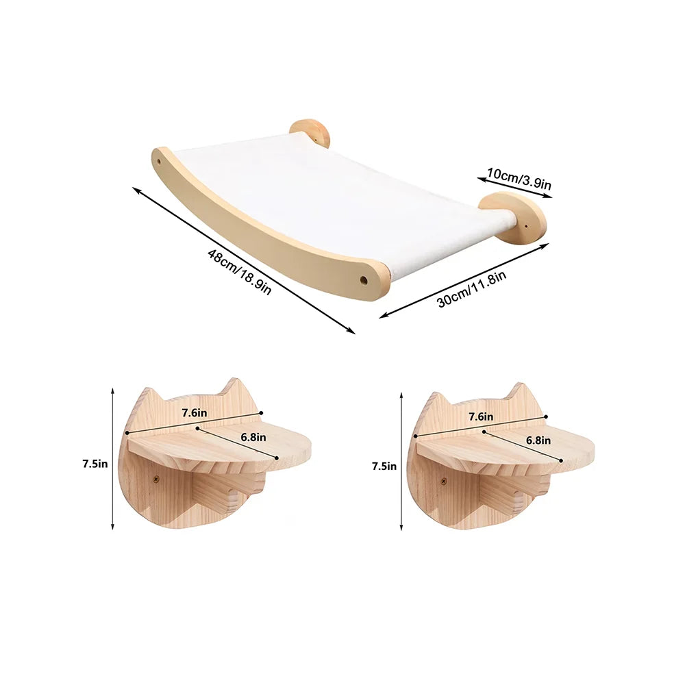 CWV Wall Mounted Cat Hammock With Sisal Rope Climbing Shelf