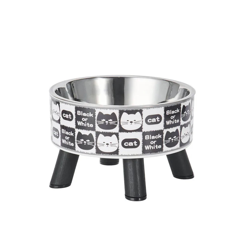 Cartoon Pet Neck Protection Stainless Steel Cat Bowl