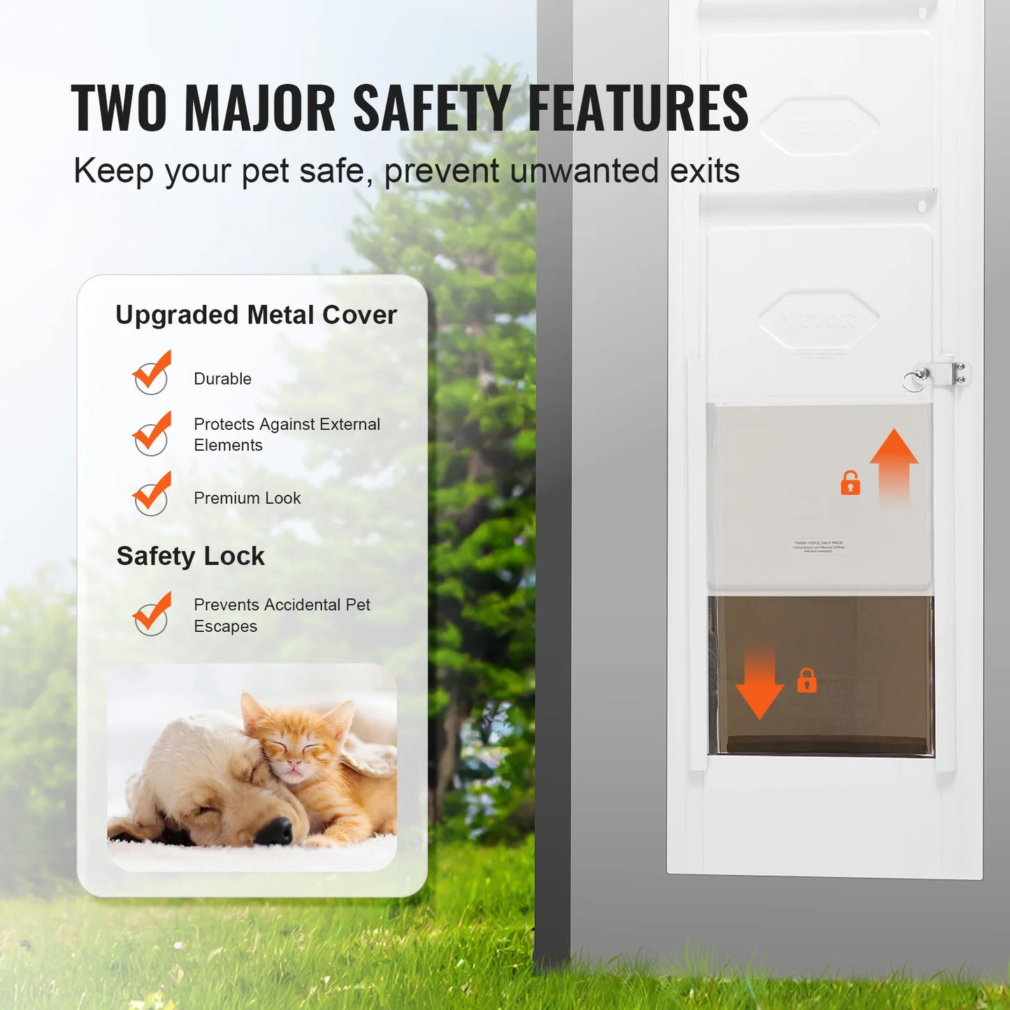 Adjustable Aluminum Sliding Glass Dog Door With Tempered Glass Panel