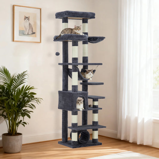 HiMISS Five Level Cat Tree Tower With Scratching Posts Hammock