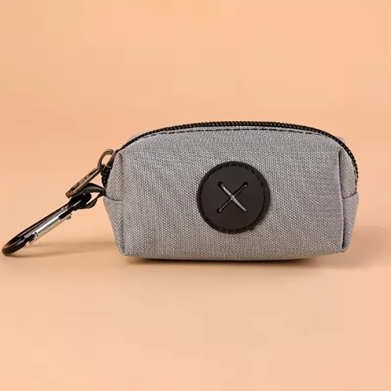 Canvas Dog Poop Bag Holder Outdoor Dispenser With Carabiner Clip