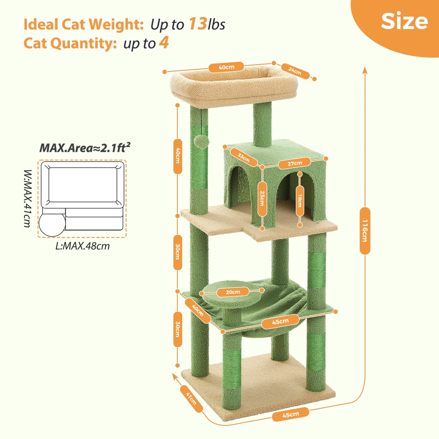 Petepela Cat Tree Indoor 5-Level Tower With Metal Frame