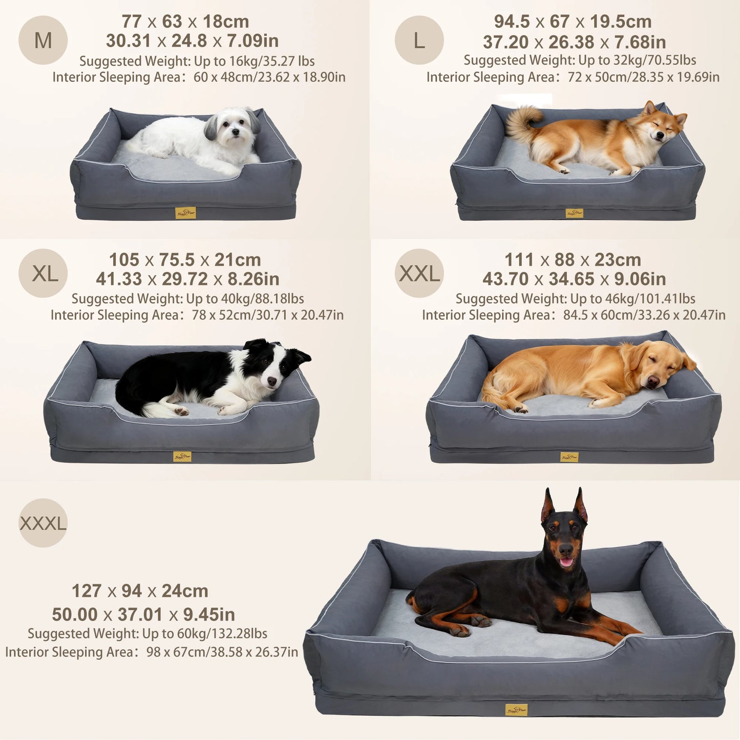 Borwart Jumbo Large Orthopedic Dog Bed Waterproof Nonslip Bottom