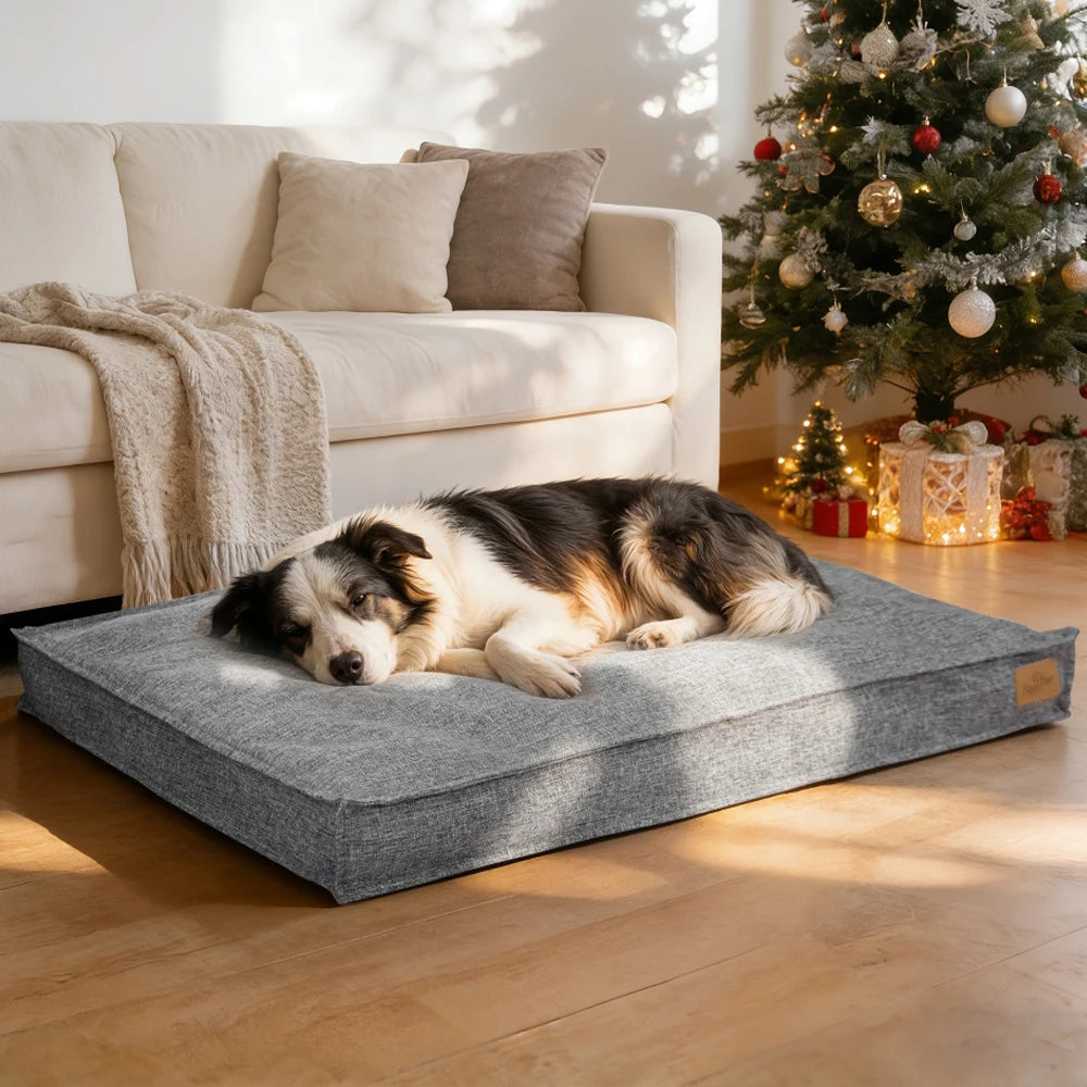 Borwart Orthopedic Linen Dog Bed With Removable Washable Cover