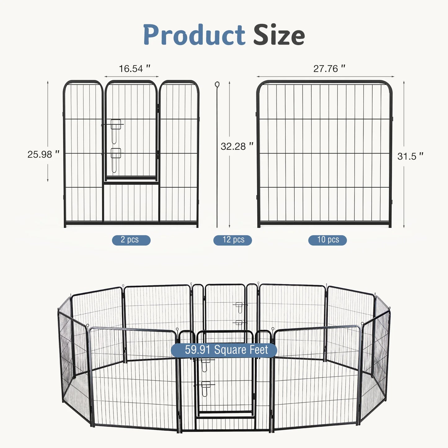 JHK Foldable Metal Dog Playpen Pet Fence Indoor Outdoor Exercise