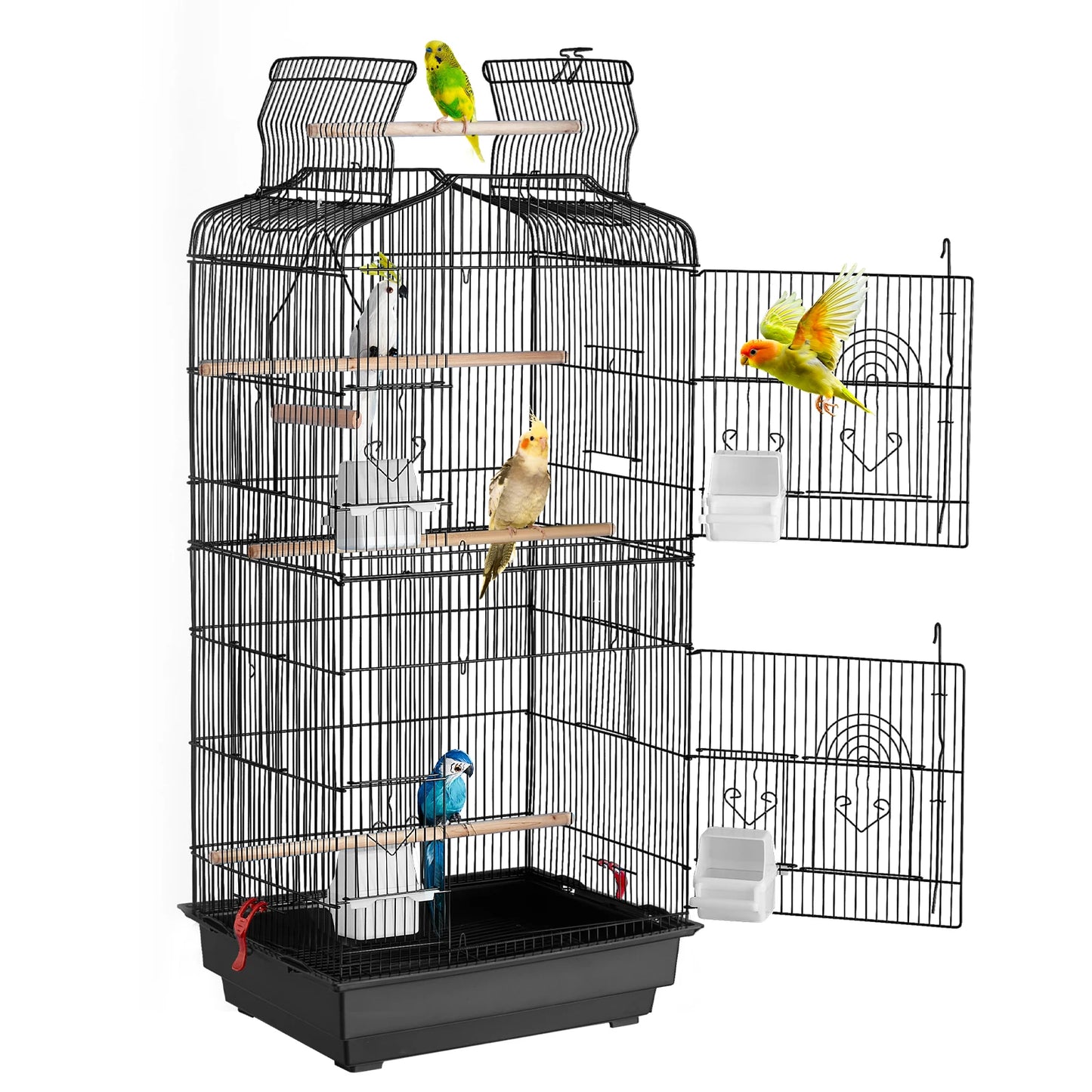 SucceBuy Open Top Hanging Bird Cage For Parrots With Swing