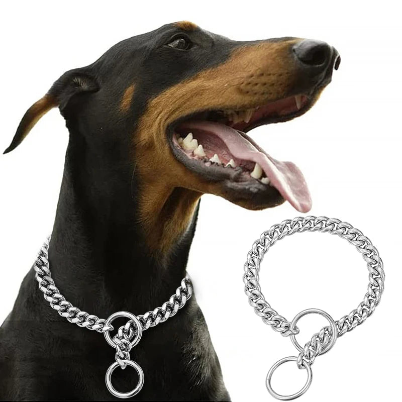 Stainless Steel Chain Collar For Dogs Cuban Link Training Collar