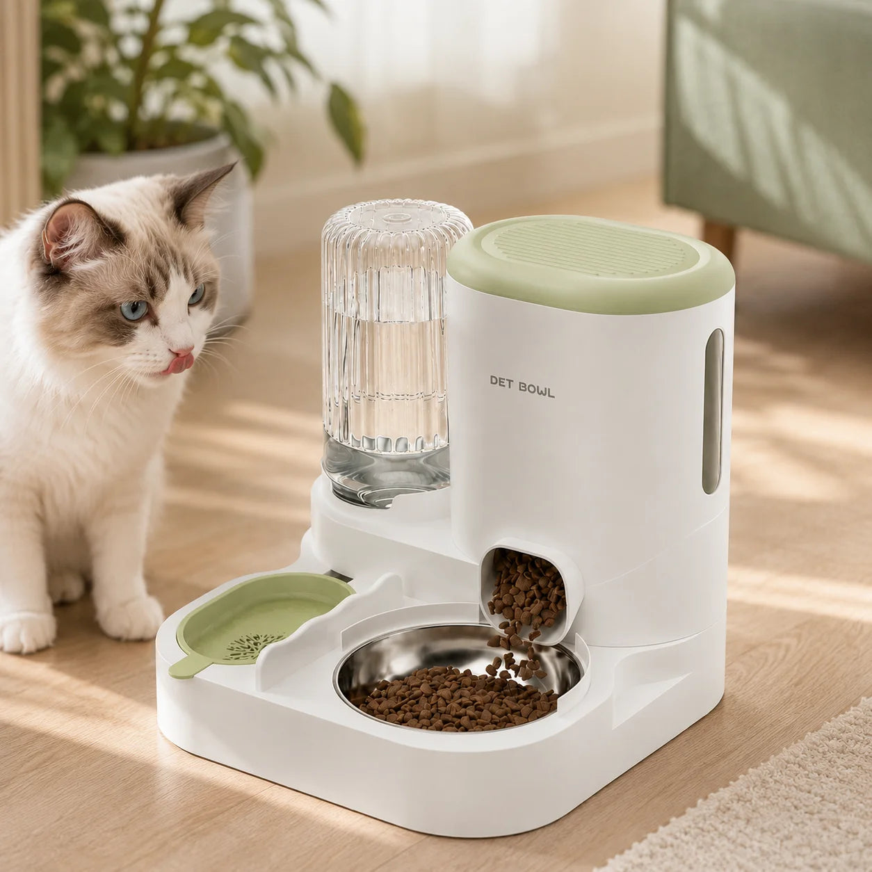 Automatic Pet Feeder And Water Dispenser Detachable Easy Clean