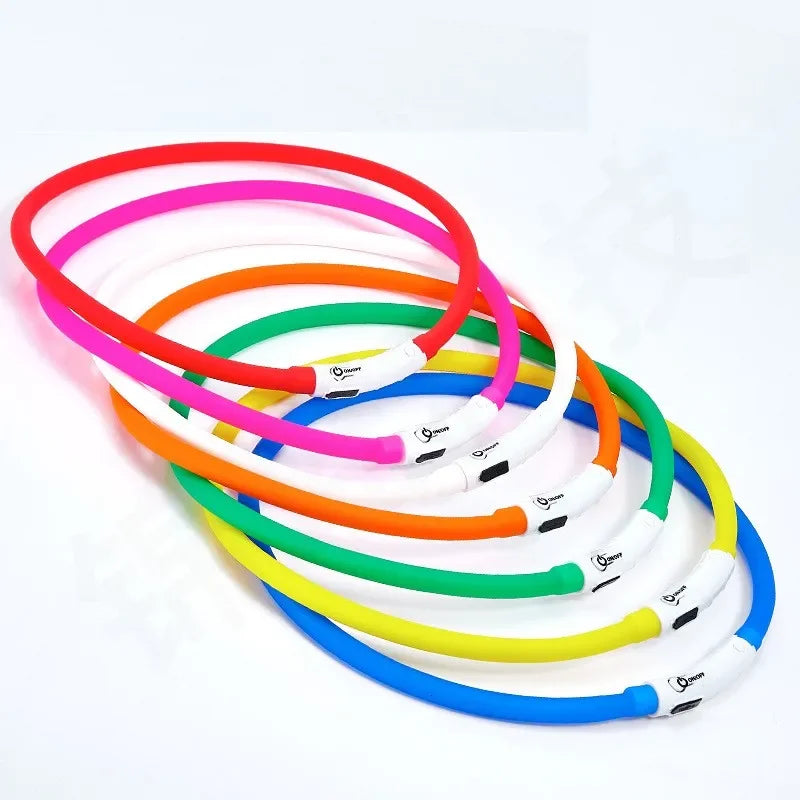 Silicone LED Dog Collar Rechargeable 3 Modes Night Safety Glow