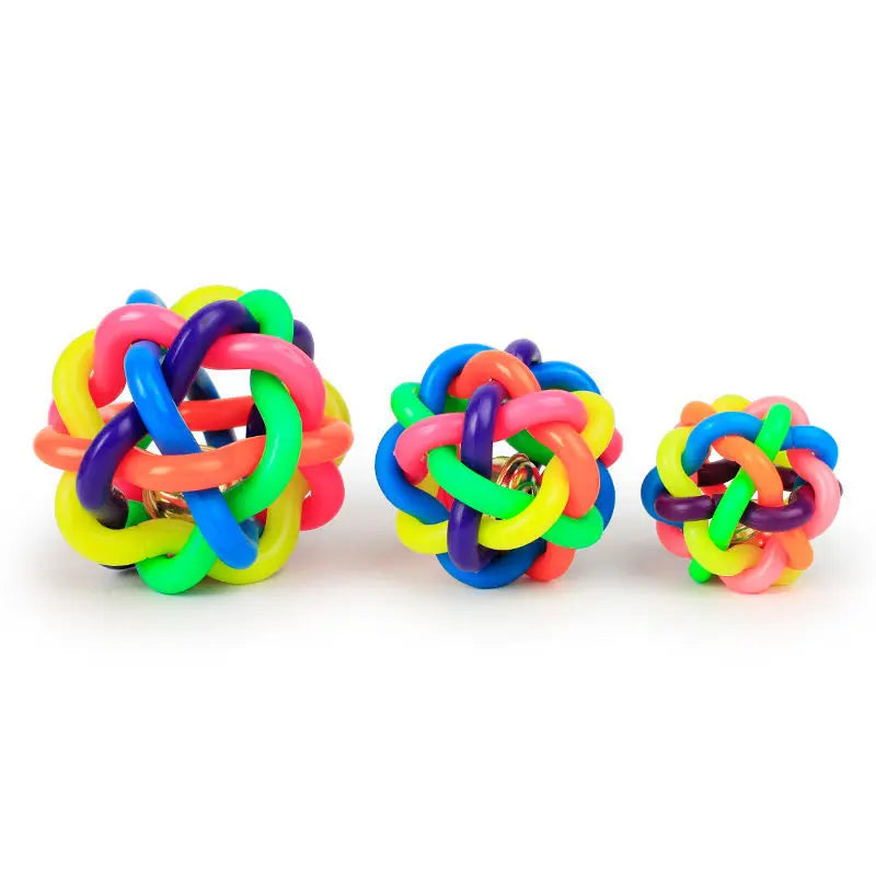 Colorful Bell Woven Dog Chew Toy Bite Resistant Rubber Pet