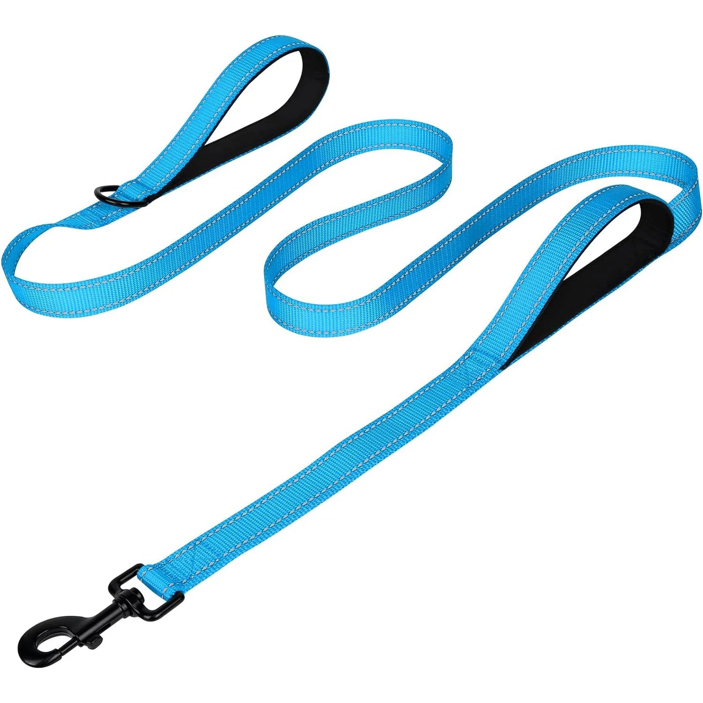 Double Handle Dog Leash With Reflective Strips For Night Safety