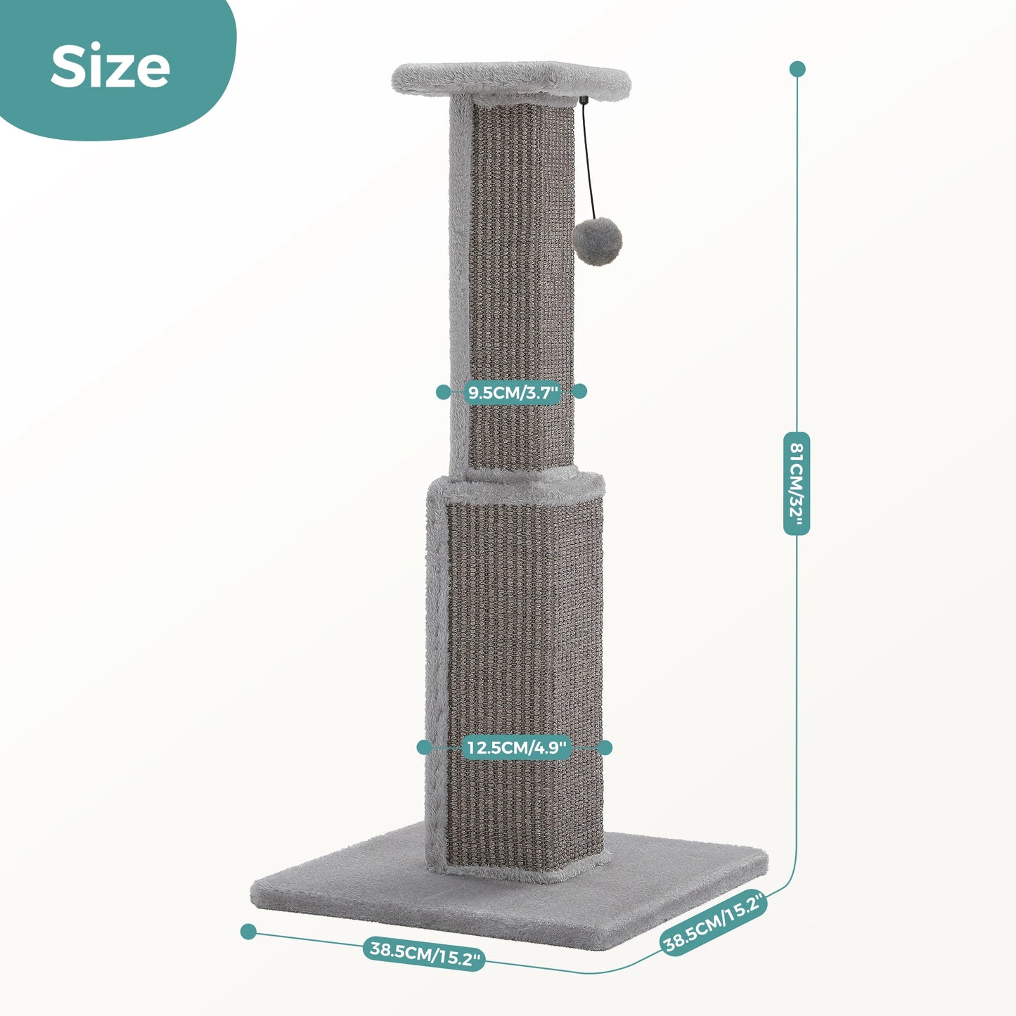 PAWZ Road Cat Scratching Post With Woven Sisal Dangling Ball