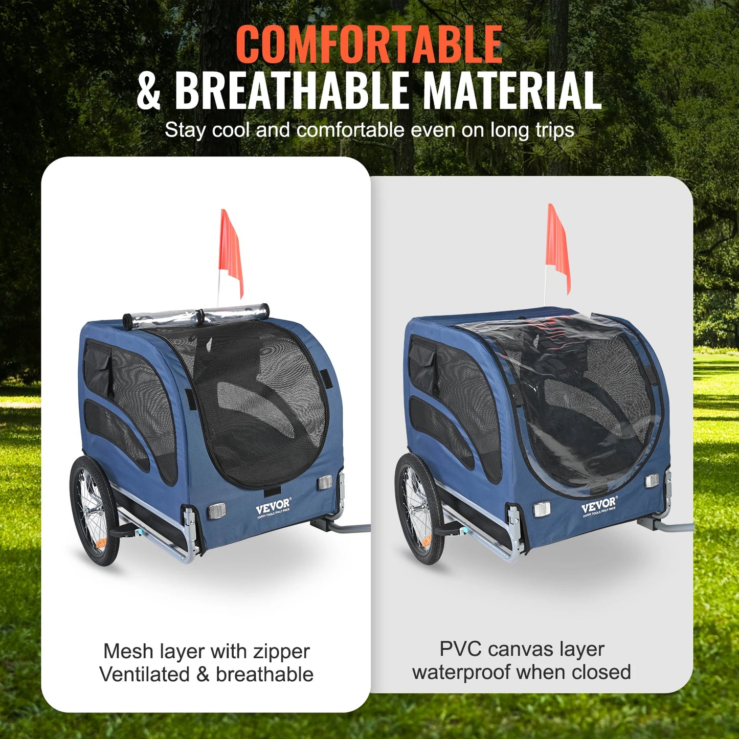 Pet Bike Trailer Carrier For Dogs, 100lb Capacity, Collapsible