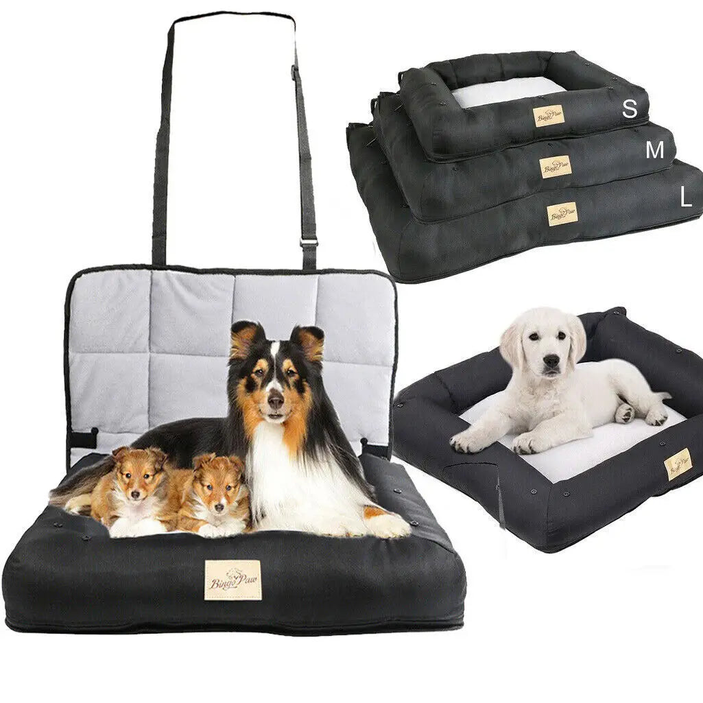 BINGOPAW Waterproof Car Seat Bed For Dogs With Removable Pad