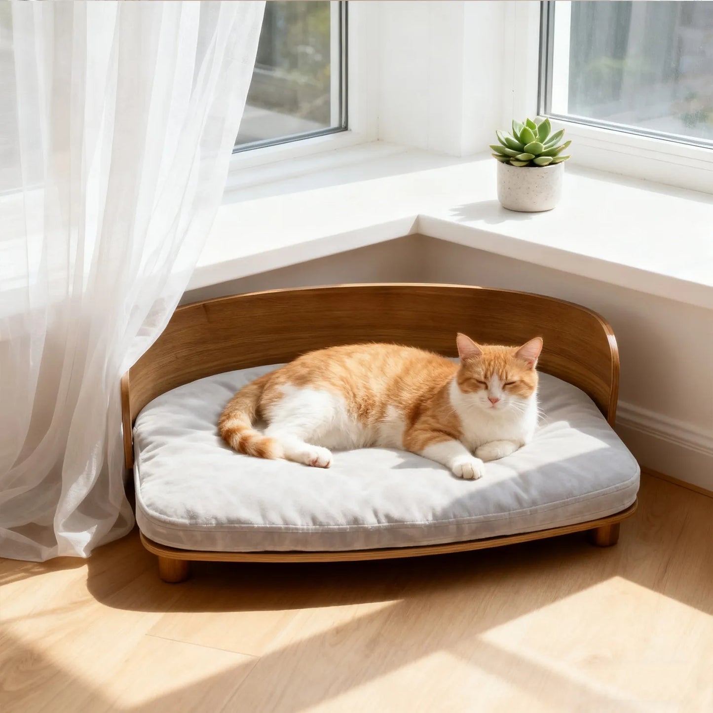 Borwart Elevated Wood Pet Sofa Bed With Cushion For Dogs